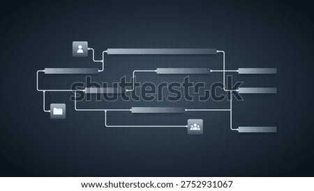 Project management business flowchart timeline. business strategy and workflow planning, showcasing team dynamics and project management.