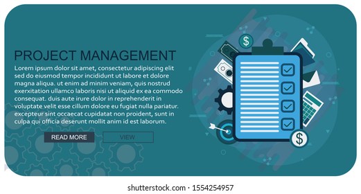 Project management business multitasking concept flat art vector