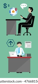 Project management business multitasking concept flat vector
