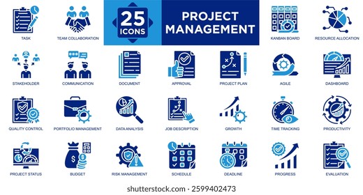project management, project, management, business, planning, work icon set. Outline icons collection. Simple vector illustration	