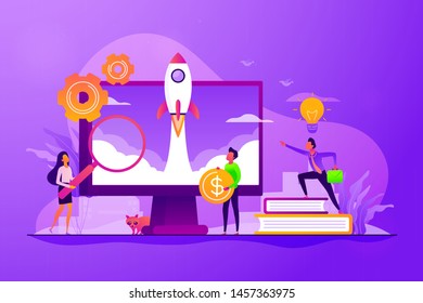 Project management. Business process set up. Enterprise growth. Company development. Start up launch, Start up venture, entrepreneurship concept. Vector isolated concept creative illustration