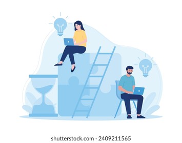 project management. business processes and planning  problem solutions  teamwork concepts trending concept flat illustration
