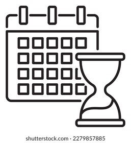 Project management calendar, hourglass, schedule vector icon illustration.