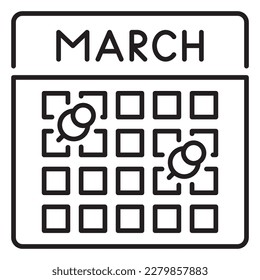 Project management calendar, march vector icon illustration.