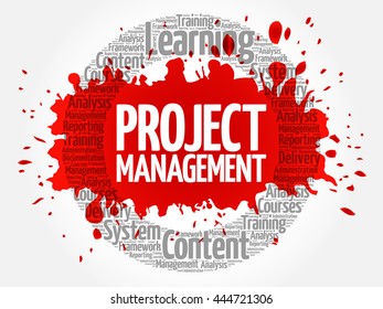 Project Management circle word cloud, business concept