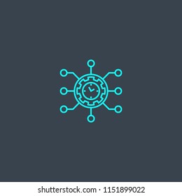 Project management concept blue line icon. Simple thin element on dark background. Project management concept outline symbol design from Project management set. Can be used for web and mobile UI/UX