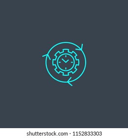 project management concept blue line icon. Simple thin element on dark background. project management concept outline symbol design from Management set. Can be used for web and mobile UI/UX