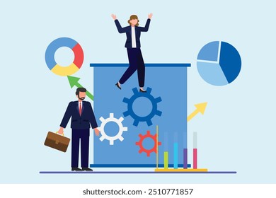 Project management concept. Colored flat vector illustration isolated.