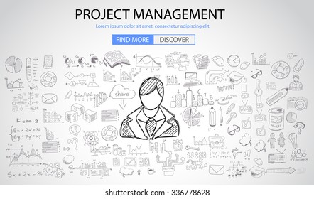 Project Management concept with Doodle design style :people inteview, skill testing, clear selection. Modern style illustration for web banners, brochure and flyers.