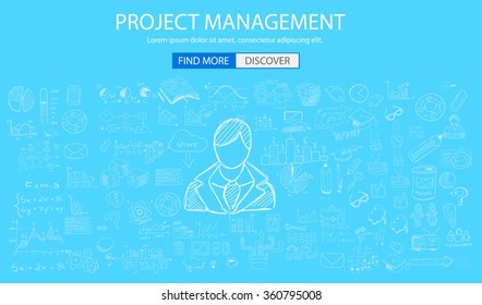 Project Management concept with Doodle design style :people inteview, skill testing, clear selection. Modern style illustration for web banners, brochure and flyers.