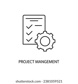 Icono de línea de concepto de administración de proyectos. Ilustración de elemento simple. Diseño de símbolos de esquema de concepto de administración de proyectos.