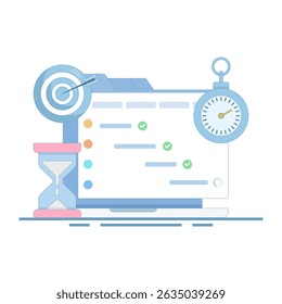 Project Management Concept or Managing a project. strategic plan to manage resources for development, software development planning, gantt chart for work deadline concept. flat design.