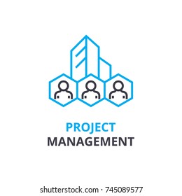 Project management concept , outline icon, linear sign, thin line pictogram, logo, flat vector, illustration