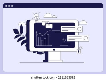 Project management concept. Successful strategy, motivation and leadership. Marketing analysis and development. Vector illustration in cartoon style