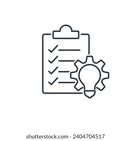  Project management concept . Technical support, servis. Vector linear icon illustration isolated on white background.