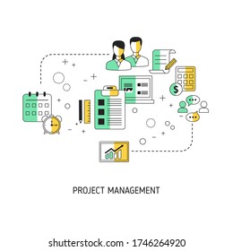 Concepto de gestión de proyectos. Ilustración vectorial para sitio web, aplicación, banner, etc.