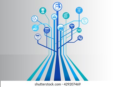 Project management conceptual background as vector illustration with different symbols