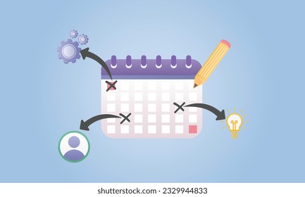 Project management. Creative concept for web banner, social media banner, business presentation, marketing material.on blue background.Vector Design Illustration.