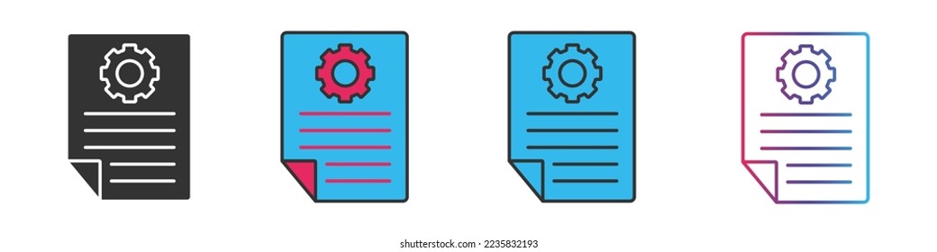Project management different style icons set. Outline and filled vector sign.