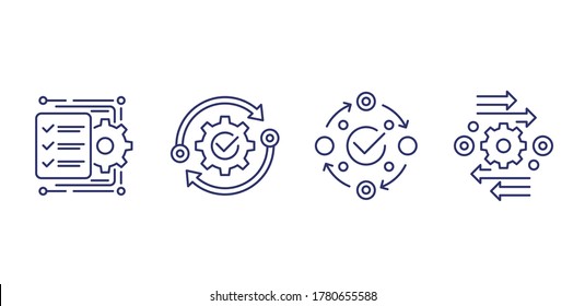 project management, efficiency line icons