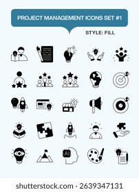 Project Management Fill Icons Set