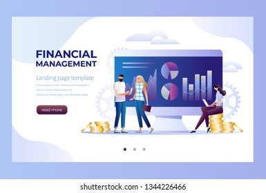 Project management financial report strategy. Consulting team. Collaboration concept with collaborative people. Isometric business analysis planning. Flat isometric characters vector illustration.