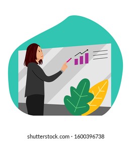 Project management and financial report strategy. Concept with business analysis planning. Vector illustration