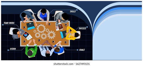Project management and financial report strategy. Consulting team. Collaboration concept with collaborative people. Isometric business analysis planning, vector illustration.
