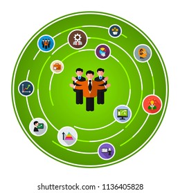 Project management flat icons concept. Vector illustration. Element template for design.