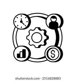Glyph-Symbol für Projektmanagement, Vektorgrafik