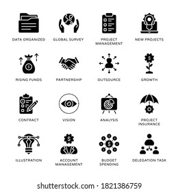Project Management Glyph Icons - Solid, Vectors