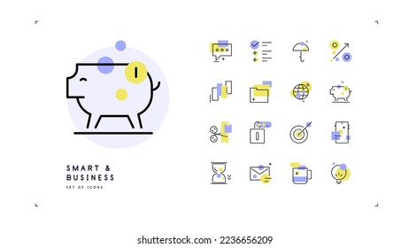 Project management highlights. Set of simple flat icons. Vector file.