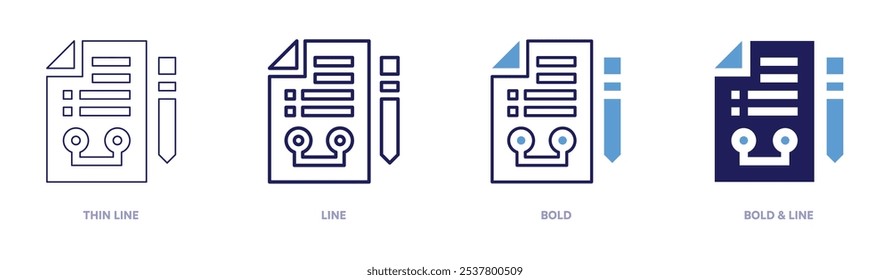 Project management icon in 4 different styles. Thin Line, Line, Bold, and Bold Line. Duotone style. Editable stroke.