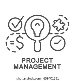 Project Management Icon. Balance Between The Shedule, Scope, Cost. The Thin Contour Lines.