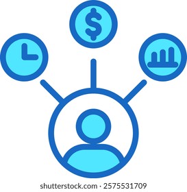 Project Management Icon Blue Color Vector Illustration