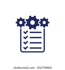 icono de administración de proyectos, lista de comprobación y velocidades