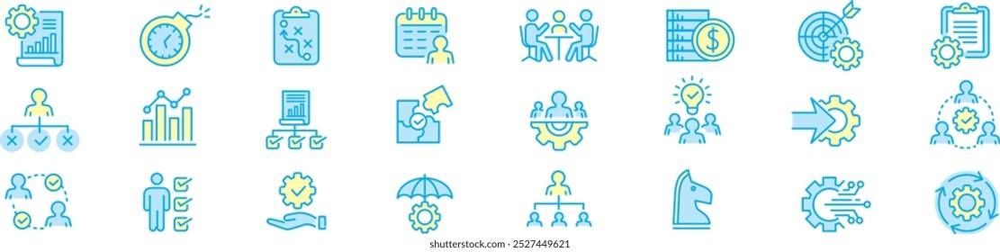 Project management icon collection. Editable stroke icons collection. Vector illustration
