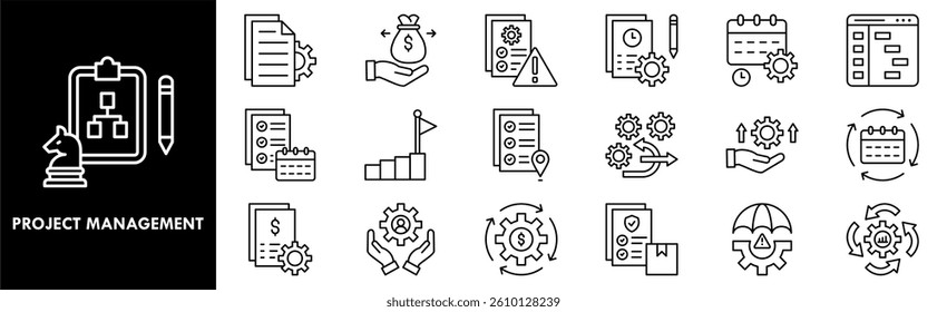 Project Management icon collection set. Containing design business, project, office, professional, technology