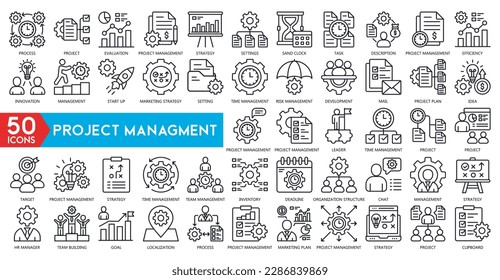 Project management icon collection. Time management and planning concept.