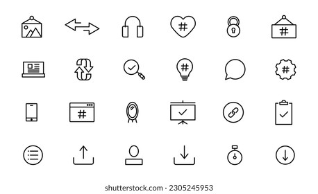 Project management icon collection. Time management and planning concept. Line icon set