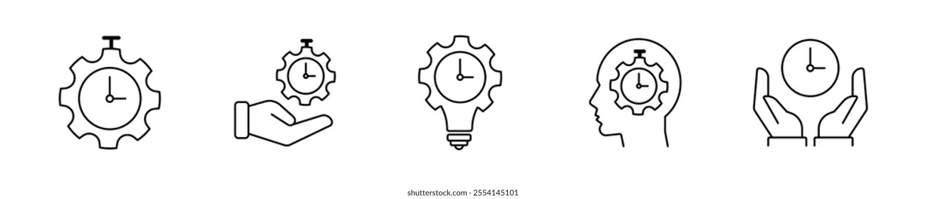 Project management icon collection. Time management and planning concept. Solid icon set.