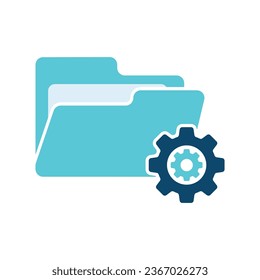 Project Management icon, data management, folder, project goals, task management icon with settings sign. Project Management icon and customize, setup, manage, process symbol. Vector