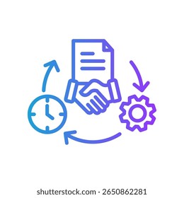 Ilustración vectorial de degradado de línea de icono de gestión de proyectos