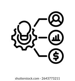 Ilustración vectorial de línea de ícono de gestión de proyectos