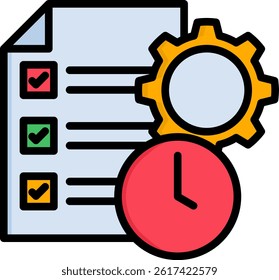 Project Management Icon Lineal Color Vector Illustration