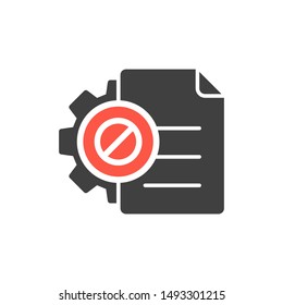 Project Management Icon with not allowed sign, block, forbidden, prohibit symbol