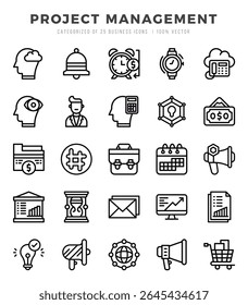Project Management Icon Pack 25 Vektorsymbole für Webdesign.