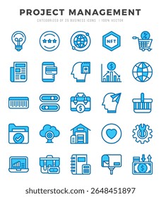 Pacote de ícones de gerenciamento de projetos para seu site. mobile. presentation. e design de logotipo.