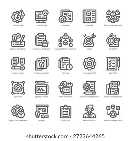 Projektmanagement-Symbolpaket für Ihre Website, Ihr Handy, Ihre Präsentation und Ihr Logo-Design. Projektmanagement Icon-Gliederungsentwurf. Vektorgrafik-Illustration und bearbeitbarer Strich.