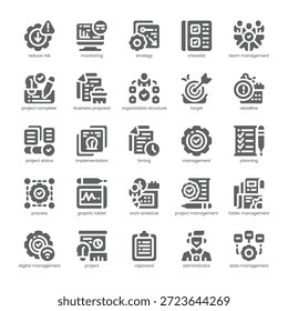 Pacote de Ícones de Gerenciamento de Projetos para o seu design de site, celular, apresentação e logotipo. Ícone de gerenciamento de projeto design sólido. Ilustração de gráficos vetoriais e traçado editável.